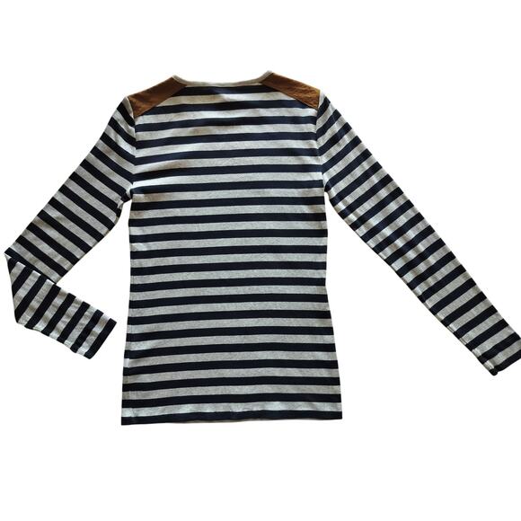 Ralph Lauren Women's Navy Blue Gray Striped Pullover Long Sleeve Top Size M - Picture 6 of 10